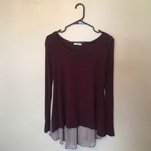 Color block sweater with chiffon print